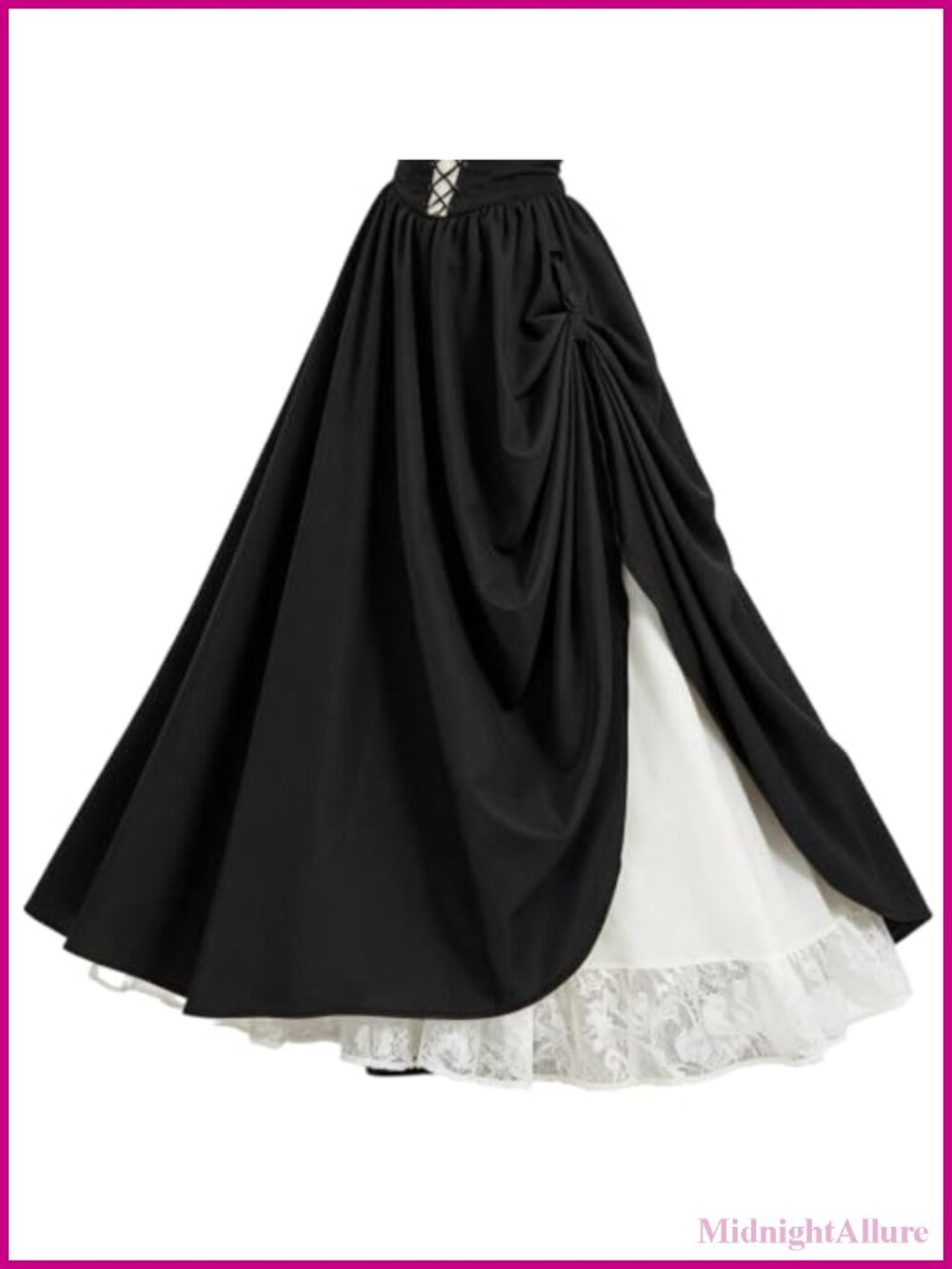 Women's Double-Layer Lace A-Line Maxi Skirt for Renaissance Halloween
